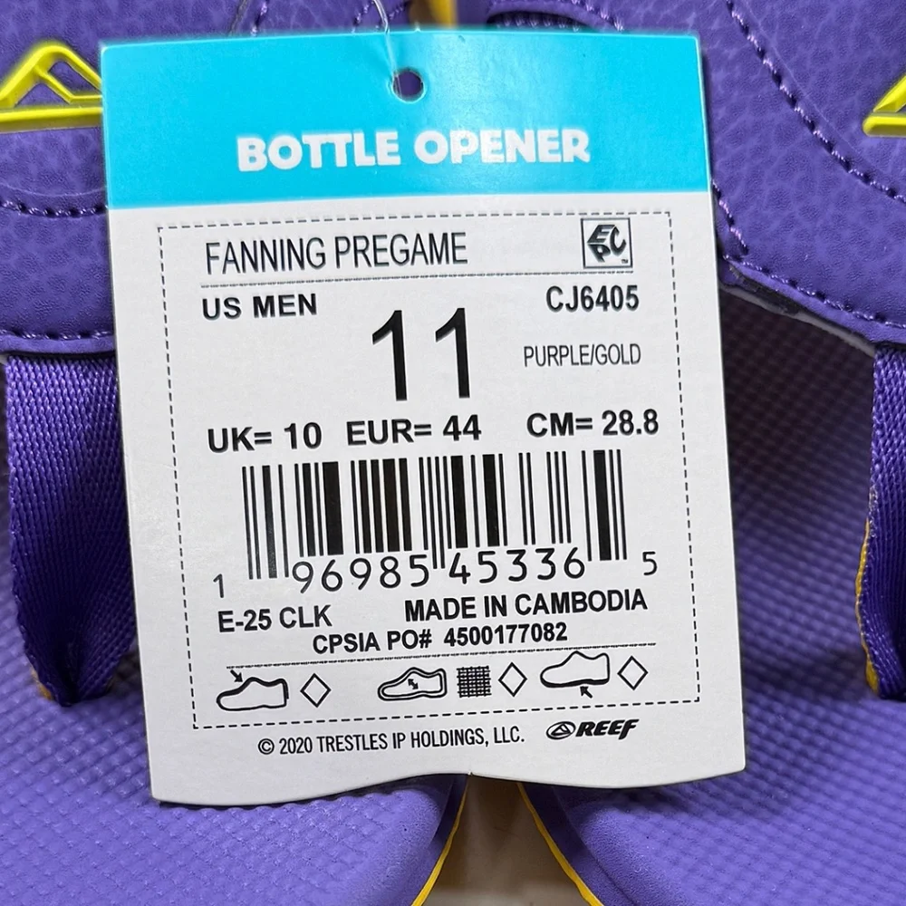 Reef Fanning Pregame / Tailgate Sandals  - NWT Mens 11 Purple / Gold #48771-FL5*